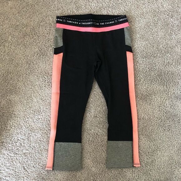Threads 4 Thought Pink & Black Mesh Capris - Picture 1 of 4